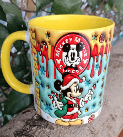 Mickey Noel yılbaşı Baskı içi ve Kulpu Renkli Kupa