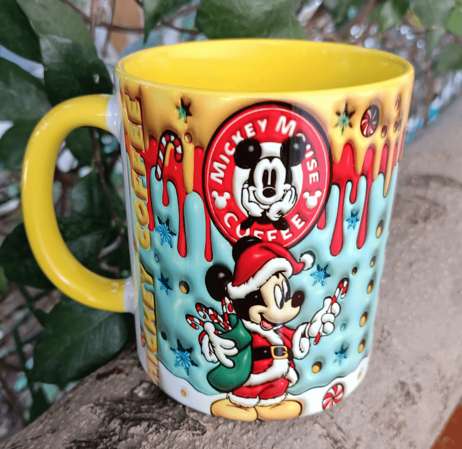 Mickey Noel yılbaşı Baskı içi ve Kulpu Renkli Kupa
