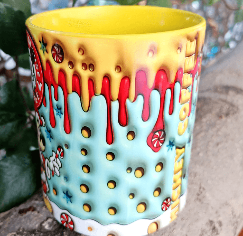 Mickey Noel yılbaşı Baskı içi ve Kulpu Renkli Kupa