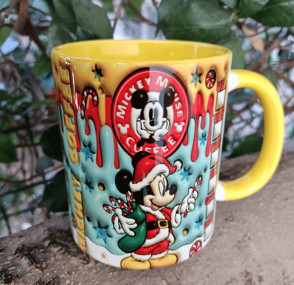 Mickey Noel yılbaşı Baskı içi ve Kulpu Renkli Kupa