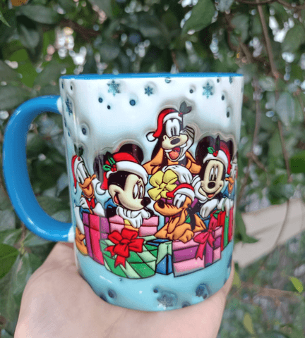 Mickey Noel yılbaşı Baskı içi ve Kulpu Renkli Kupa