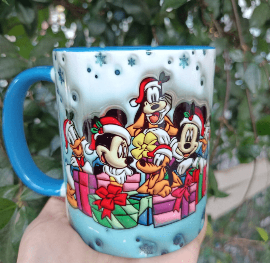 Mickey Noel yılbaşı Baskı içi ve Kulpu Renkli Kupa