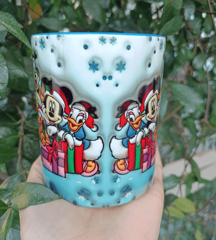 Mickey Noel yılbaşı Baskı içi ve Kulpu Renkli Kupa