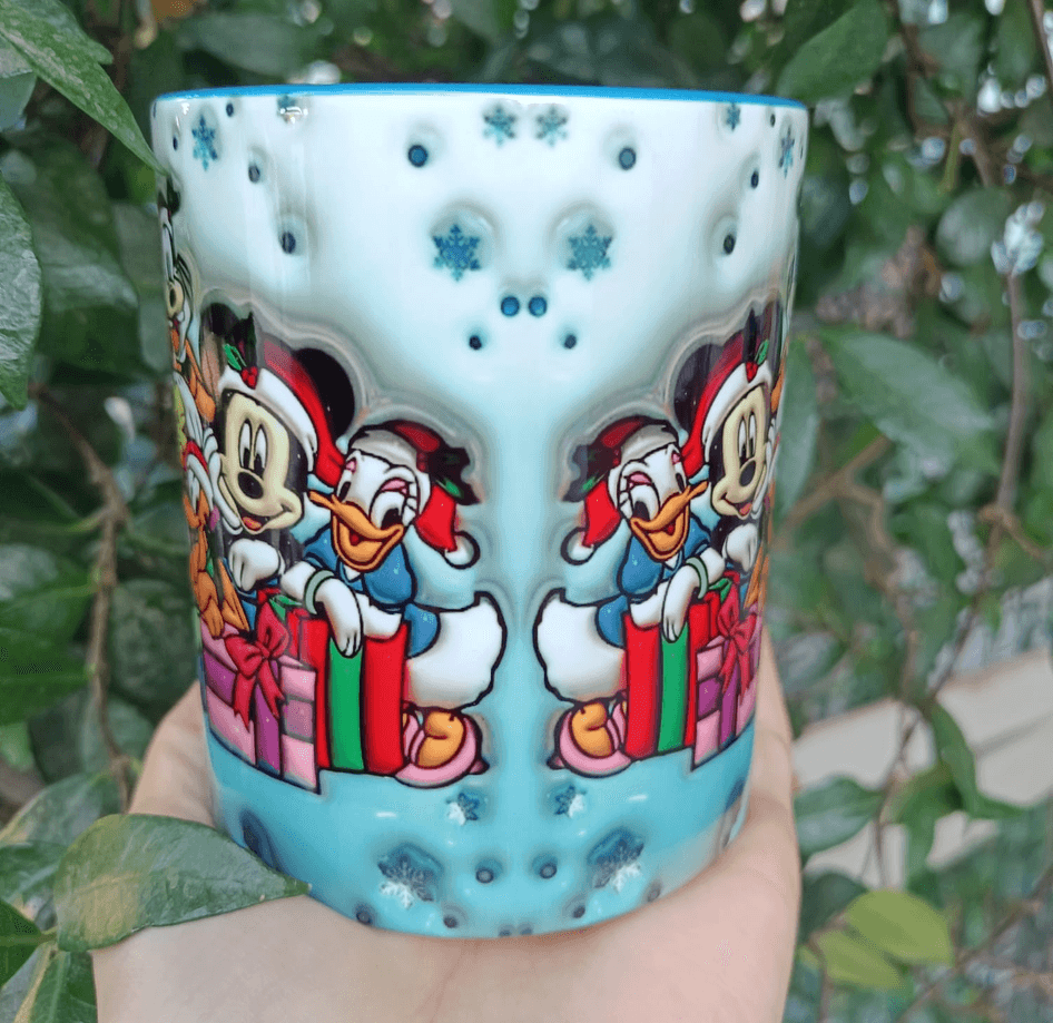 Mickey Noel yılbaşı Baskı içi ve Kulpu Renkli Kupa
