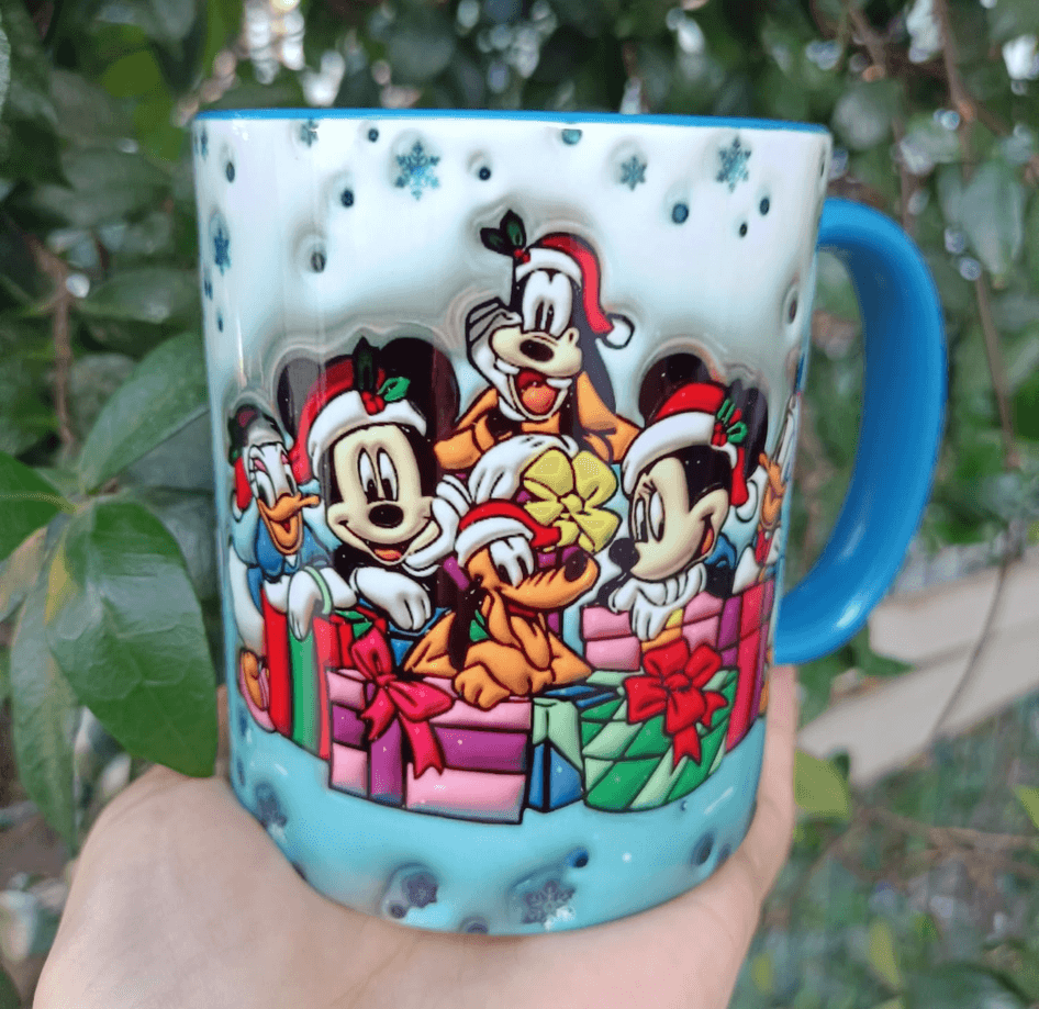 Mickey Noel yılbaşı Baskı içi ve Kulpu Renkli Kupa