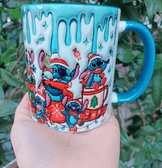 Stitch Noel yılbaşı Baskı içi ve Kulpu Renkli Kupa