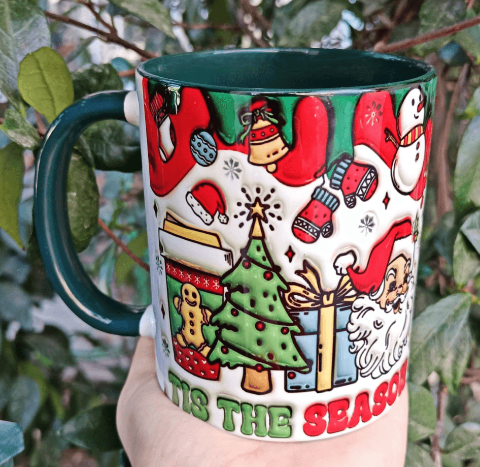 Noel baba Noel yılbaşı Baskı içi ve Kulpu Renkli Kupa