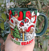 Noel baba Noel yılbaşı Baskı içi ve Kulpu Renkli Kupa