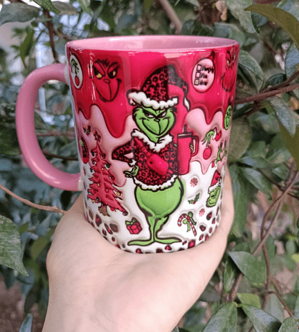 Grinch Noel yılbaşı Baskı içi ve Kulpu Renkli Kupa