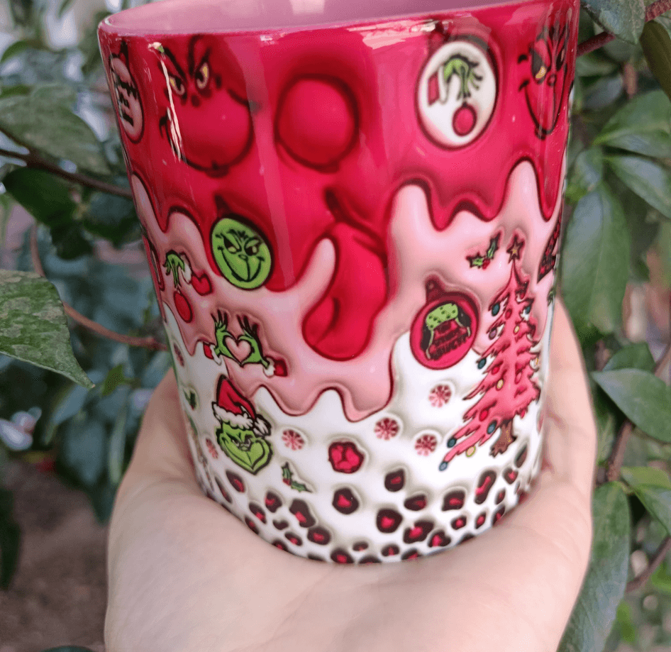 Grinch Noel yılbaşı Baskı içi ve Kulpu Renkli Kupa
