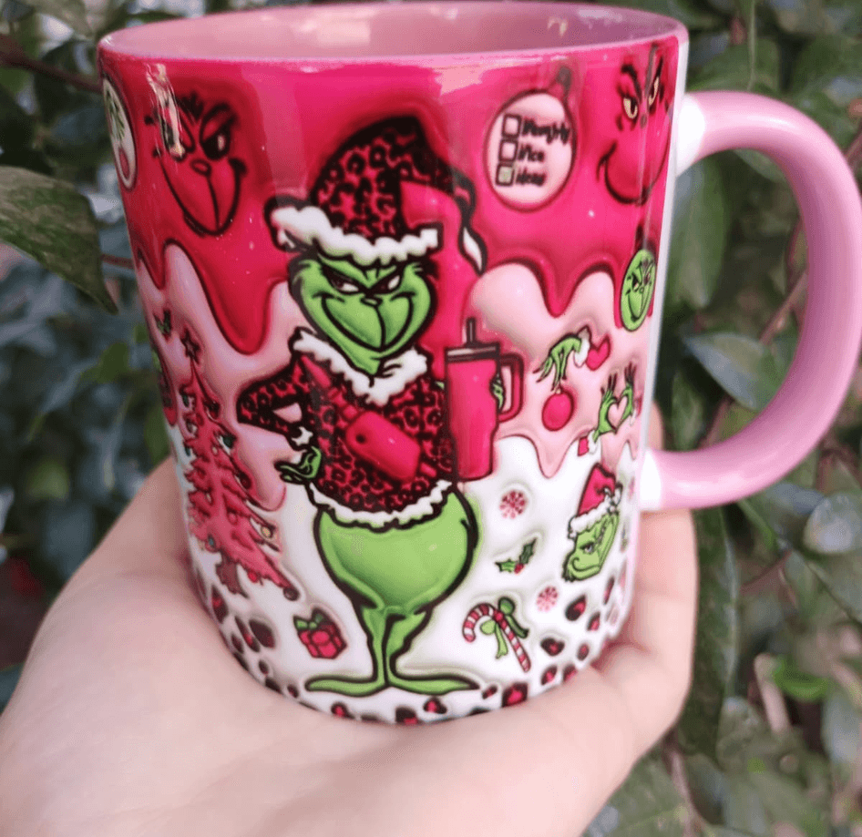 Grinch Noel yılbaşı Baskı içi ve Kulpu Renkli Kupa
