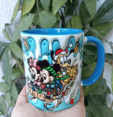 Mickey Noel yılbaşı Baskı içi ve Kulpu Renkli Kupa