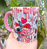 Stitch Noel yılbaşı Baskı içi ve Kulpu Renkli Kupa