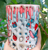 Stitch Noel yılbaşı Baskı içi ve Kulpu Renkli Kupa