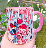Stitch Noel yılbaşı Baskı içi ve Kulpu Renkli Kupa