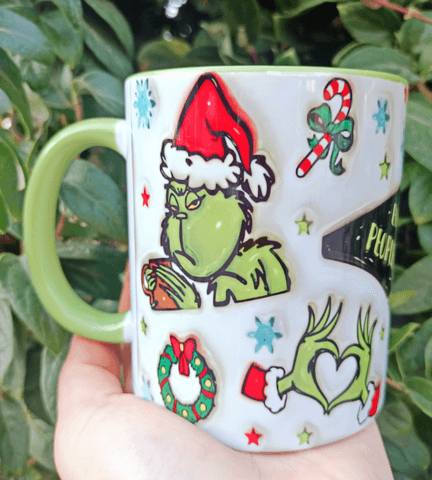 Grinch Noel yılbaşı Baskı içi ve Kulpu Renkli Kupa