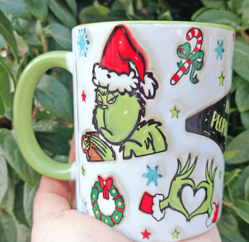 Grinch Noel yılbaşı Baskı içi ve Kulpu Renkli Kupa