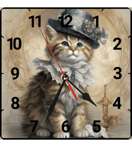 Sevimli sarman kedi vintage baskı metal hediyelik dekoratif kaliteli duvar saati