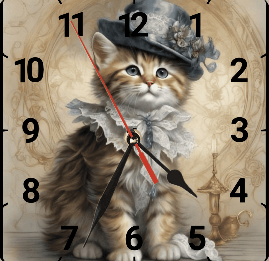 Sevimli sarman kedi vintage baskı metal hediyelik dekoratif kaliteli duvar saati