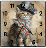 Sevimli sarman kedi vintage baskı metal hediyelik dekoratif kaliteli duvar saati