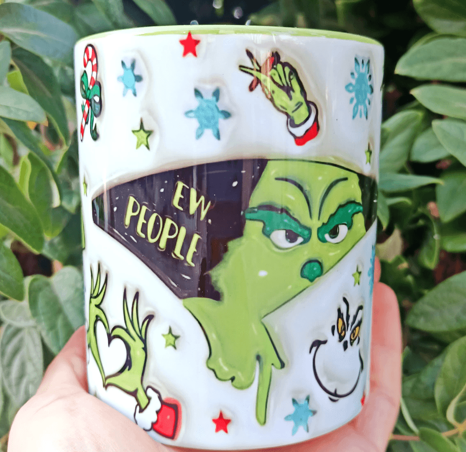 Grinch Noel yılbaşı Baskı içi ve Kulpu Renkli Kupa