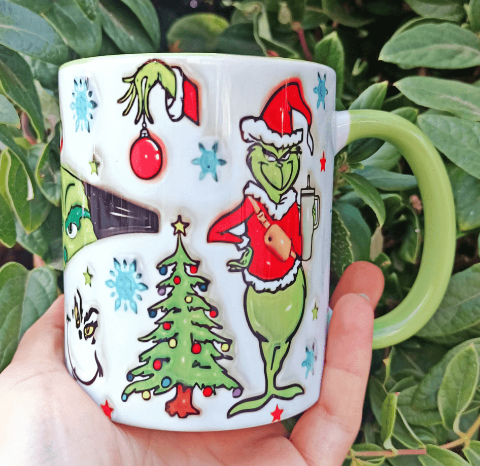 Grinch Noel yılbaşı Baskı içi ve Kulpu Renkli Kupa