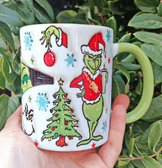 Grinch Noel yılbaşı Baskı içi ve Kulpu Renkli Kupa