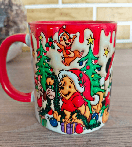 Bütün ekip Noel yılbaşı Baskı içi ve Kulpu Renkli Kupa