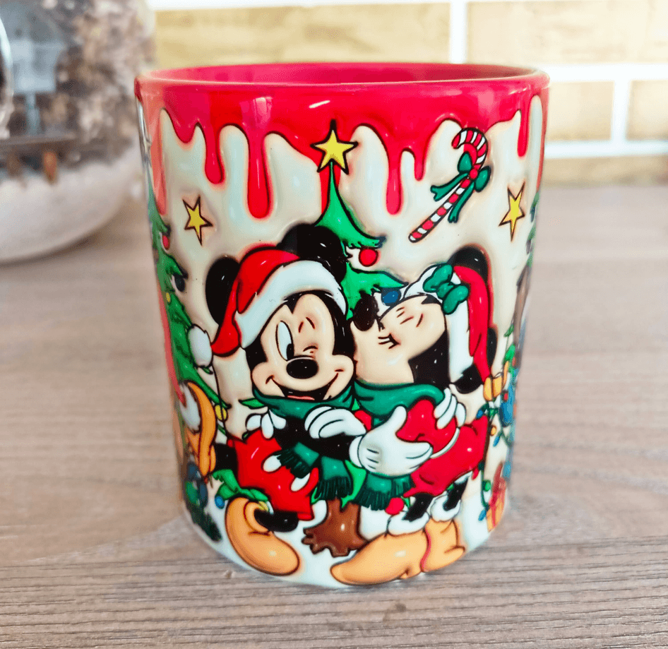 Bütün ekip Noel yılbaşı Baskı içi ve Kulpu Renkli Kupa