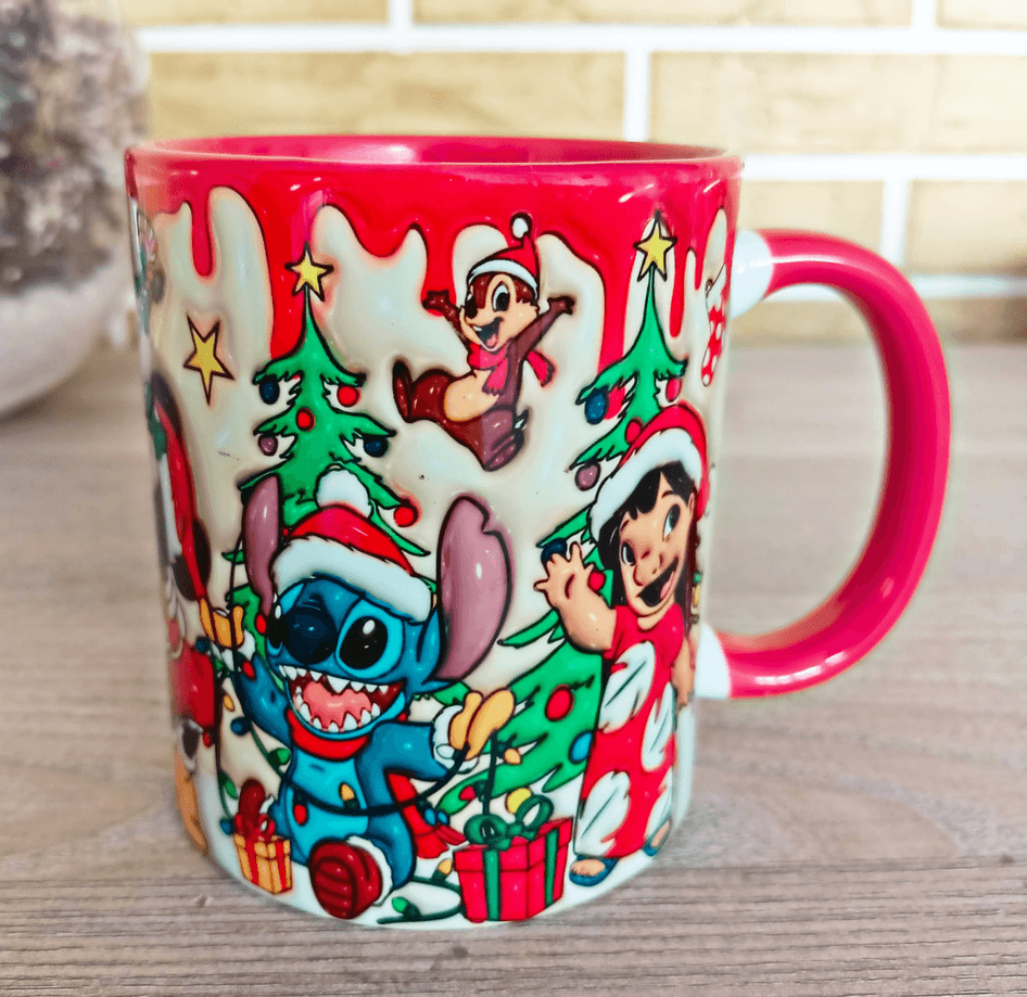 Bütün ekip Noel yılbaşı Baskı içi ve Kulpu Renkli Kupa