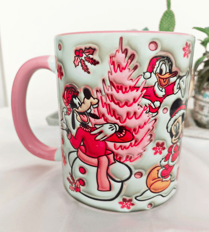 Mickey Noel yılbaşı Baskı içi ve Kulpu Renkli Kupa