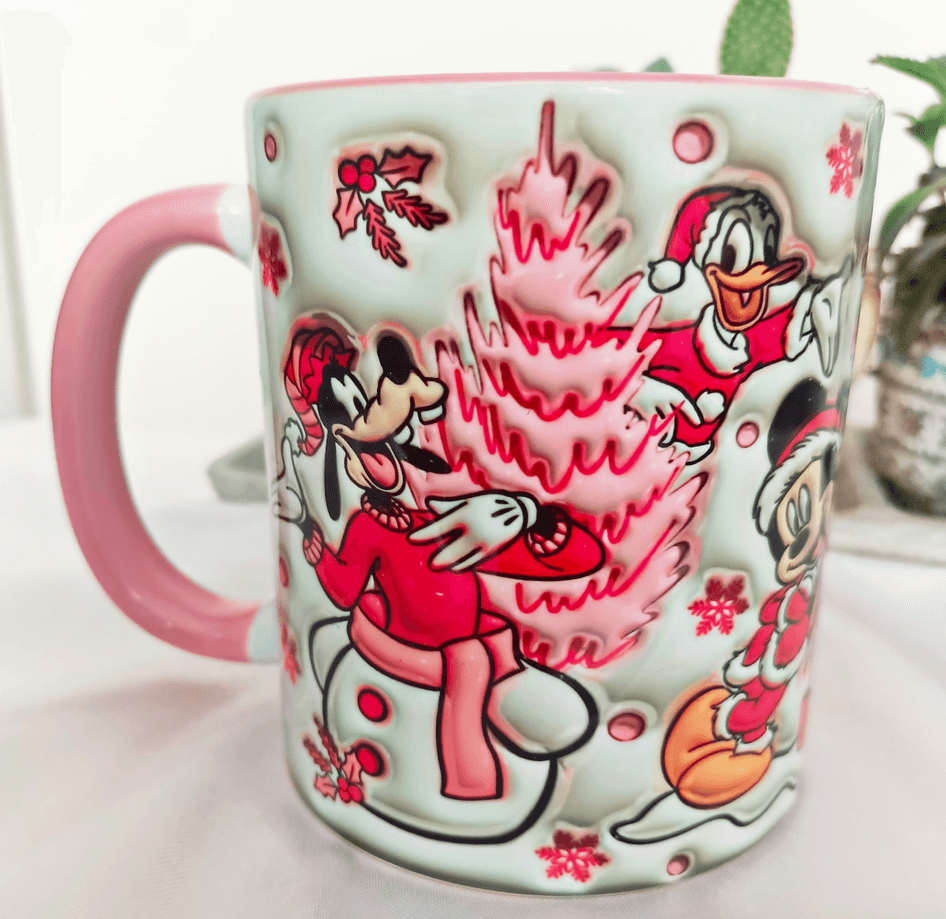 Mickey Noel yılbaşı Baskı içi ve Kulpu Renkli Kupa