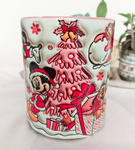 Mickey Noel yılbaşı Baskı içi ve Kulpu Renkli Kupa