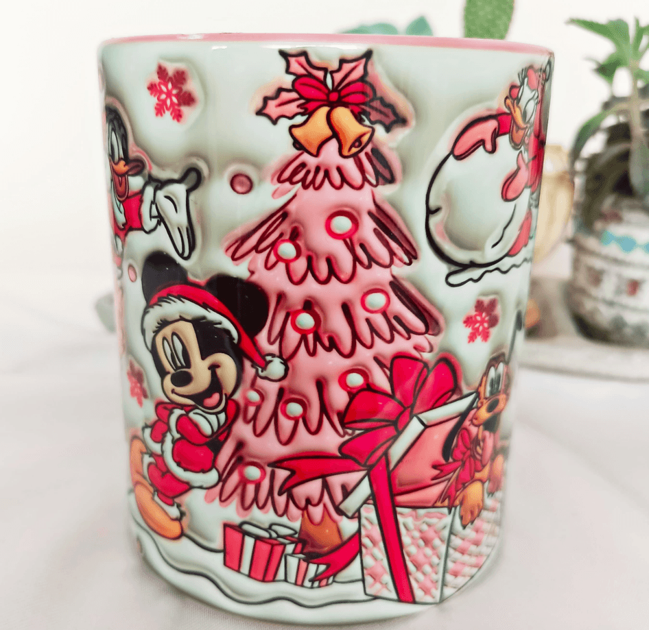 Mickey Noel yılbaşı Baskı içi ve Kulpu Renkli Kupa