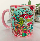 Grinch Noel yılbaşı Baskı içi ve Kulpu Renkli Kupa