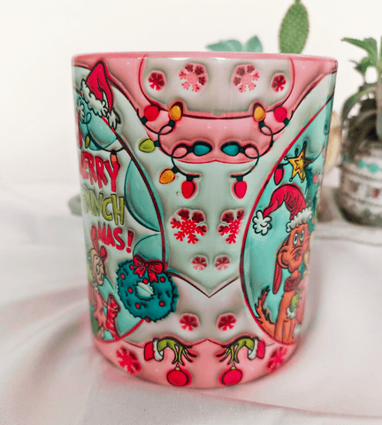 Grinch Noel yılbaşı Baskı içi ve Kulpu Renkli Kupa