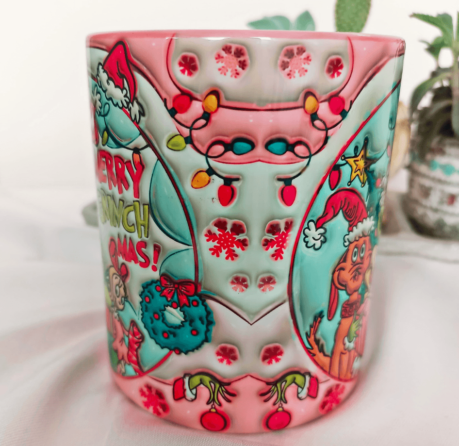 Grinch Noel yılbaşı Baskı içi ve Kulpu Renkli Kupa