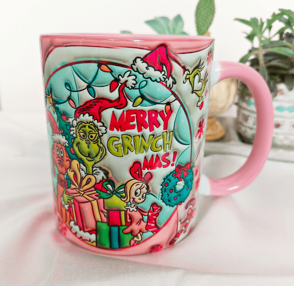 Grinch Noel yılbaşı Baskı içi ve Kulpu Renkli Kupa