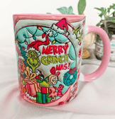 Grinch Noel yılbaşı Baskı içi ve Kulpu Renkli Kupa