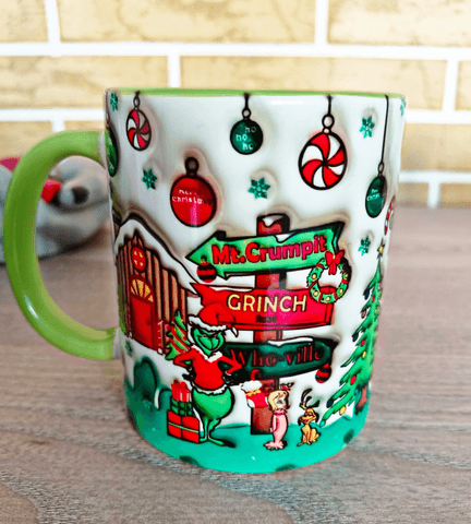 Grinch Noel yılbaşı Baskı içi ve Kulpu Renkli Kupa