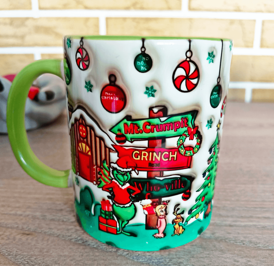 Grinch Noel yılbaşı Baskı içi ve Kulpu Renkli Kupa