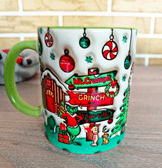 Grinch Noel yılbaşı Baskı içi ve Kulpu Renkli Kupa