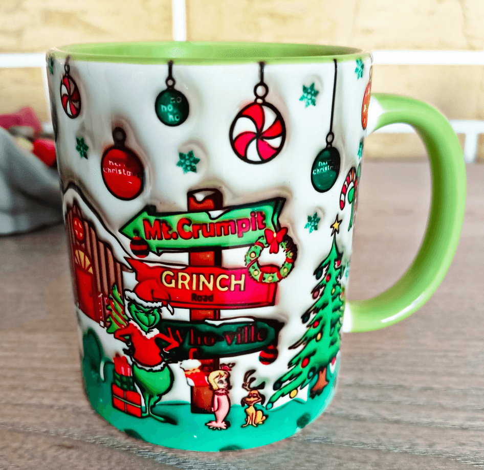 Grinch Noel yılbaşı Baskı içi ve Kulpu Renkli Kupa