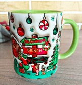 Grinch Noel yılbaşı Baskı içi ve Kulpu Renkli Kupa
