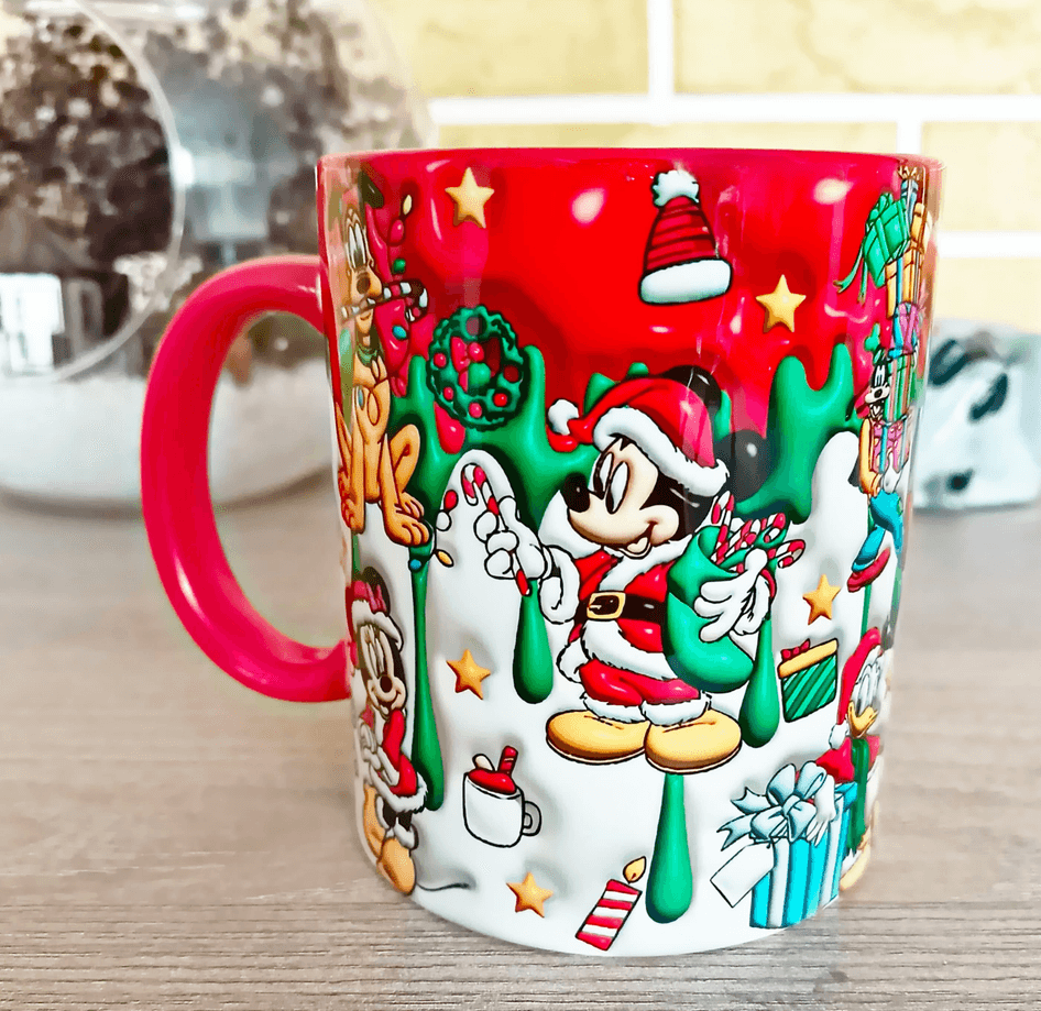 Mickey Noel yılbaşı Baskı içi ve Kulpu Renkli Kupa