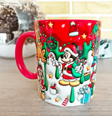 Mickey Noel yılbaşı Baskı içi ve Kulpu Renkli Kupa