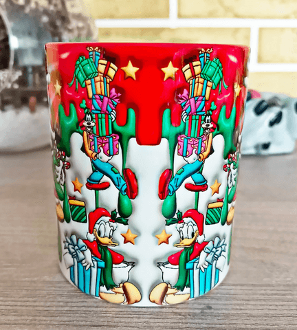 Mickey Noel yılbaşı Baskı içi ve Kulpu Renkli Kupa