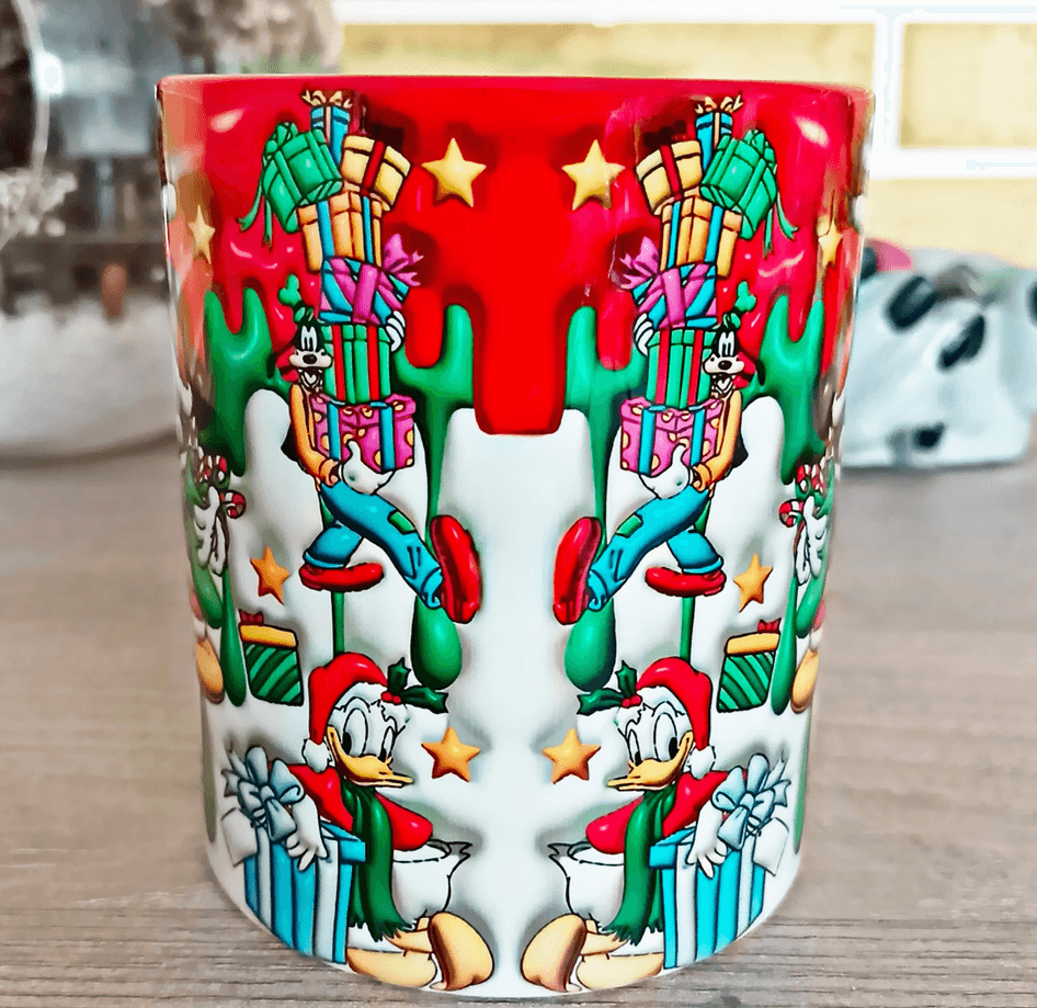 Mickey Noel yılbaşı Baskı içi ve Kulpu Renkli Kupa