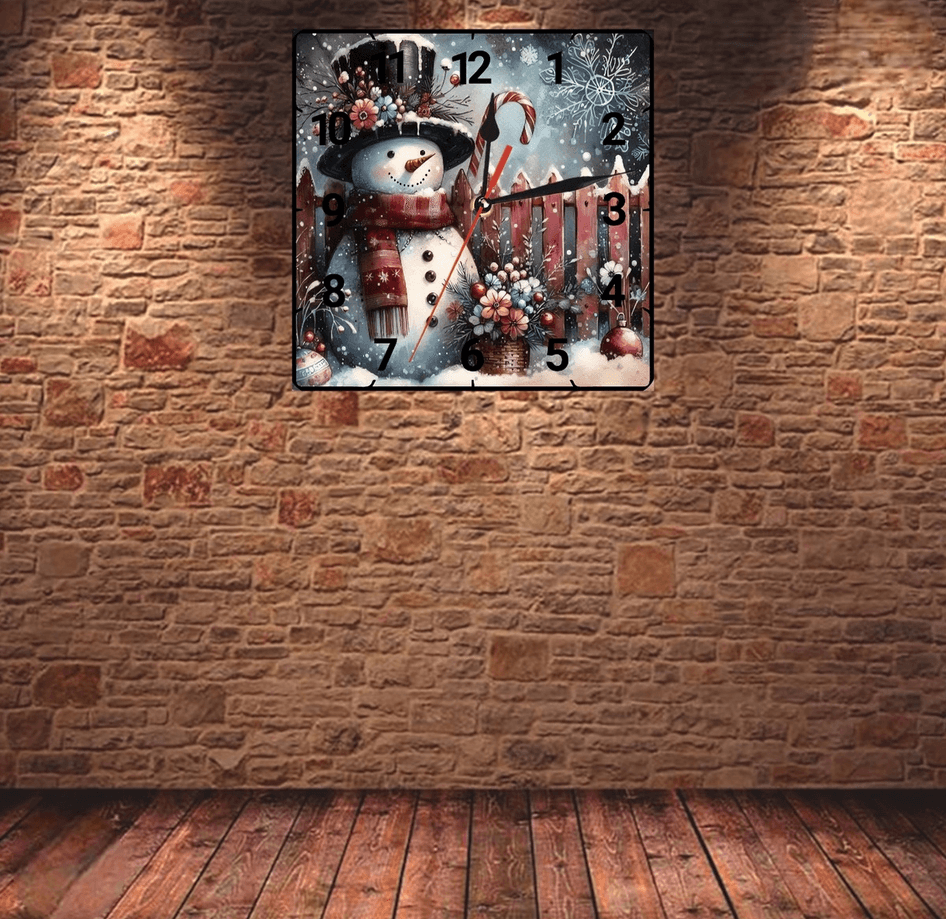 Kardan adan noel christmas vintage baskı metal hediyelik dekoratif kaliteli duvar saati