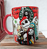 Skellington Noel yılbaşı Baskı içi ve Kulpu Renkli Kupa